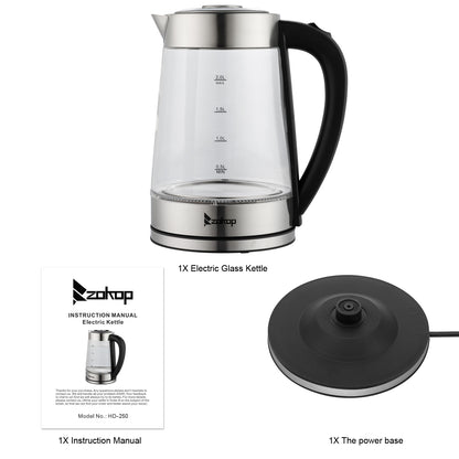 【Old Code：42128382】 HD-250 220V 2000W 2L Blue Glass Electric Kettle
