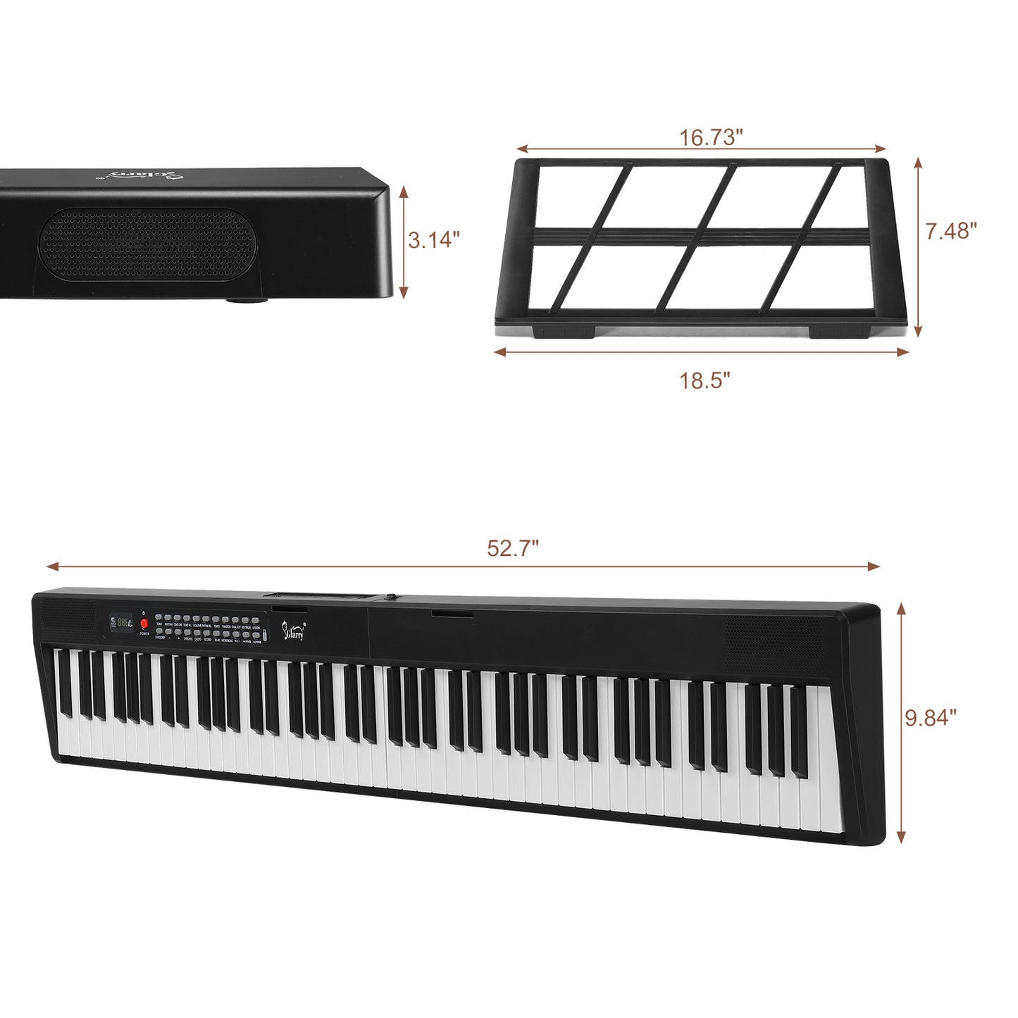 GPP-106 88 Key Folding Piano Semi-Weighted Standard Keyboards Digital Piano with MIDI Bluetooth, Handbag，Headphone，for Piano Lover Black color