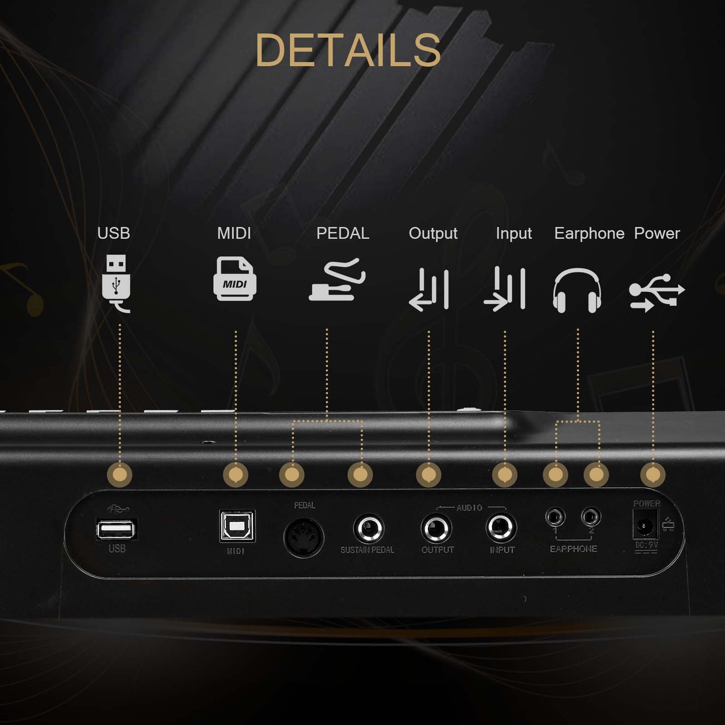 GPP-106 88 Key Folding Piano Semi-Weighted Standard Keyboards Digital Piano with MIDI Bluetooth, Handbag，Headphone，for Piano Lover Black color