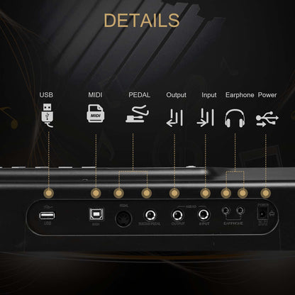 GPP-106 88 Key Folding Piano Semi-Weighted Standard Keyboards Digital Piano with MIDI Bluetooth, Handbag，Headphone，for Piano Lover Black color