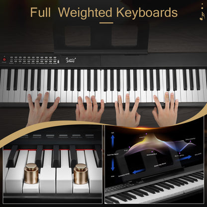 GPP-106 88 Key Folding Piano Semi-Weighted Standard Keyboards Digital Piano with MIDI Bluetooth, Handbag，Headphone，for Piano Lover Black color