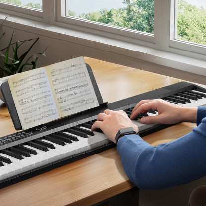 GPP-106 88 Key Folding Piano Semi-Weighted Standard Keyboards Digital Piano with MIDI Bluetooth, Handbag，Headphone，for Piano Lover Black color