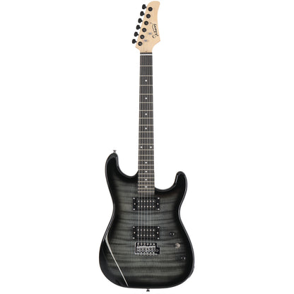 GST Stylish H-H Pickup Tiger Stripe Electric Guitar Kit with 20W AMP Bag Guitar Strap Black