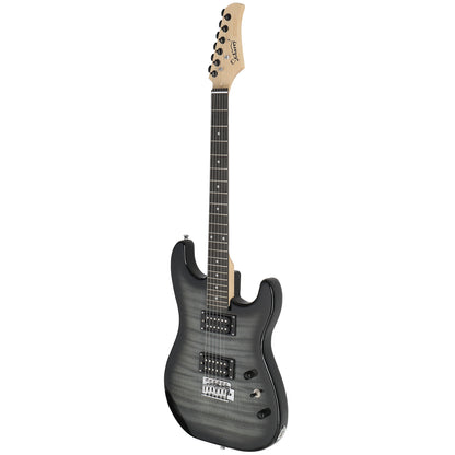 GST Stylish H-H Pickup Tiger Stripe Electric Guitar Kit with 20W AMP Bag Guitar Strap Black