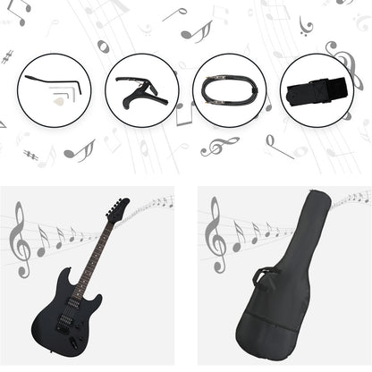 GST 39in Electric Guitar H-H Pickups Black suit for Heavier  Rock