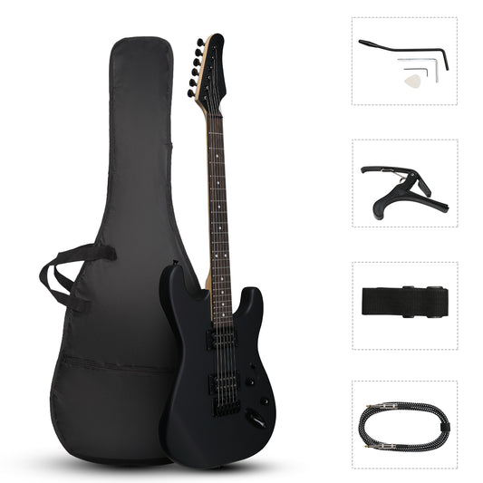 GST 39in Electric Guitar H-H Pickups Black suit for Heavier  Rock