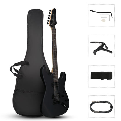 GST 39in Electric Guitar H-H Pickups Black suit for Heavier  Rock
