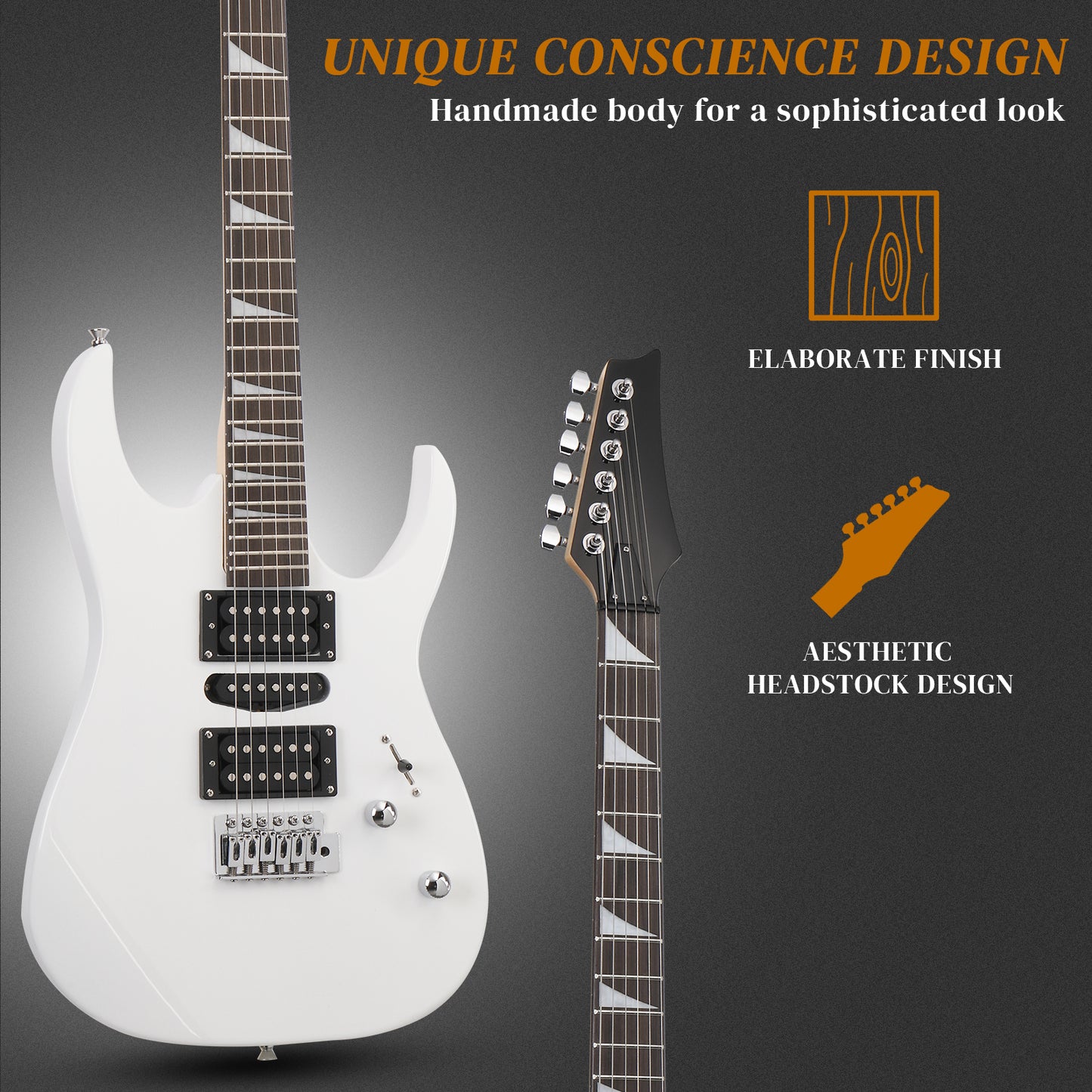 170 Model With 20W Electric Guitar Pickup Hsh Pickup Guitar  Stereo Bag Harness Picks Rocker Connector  Wrench Tool White