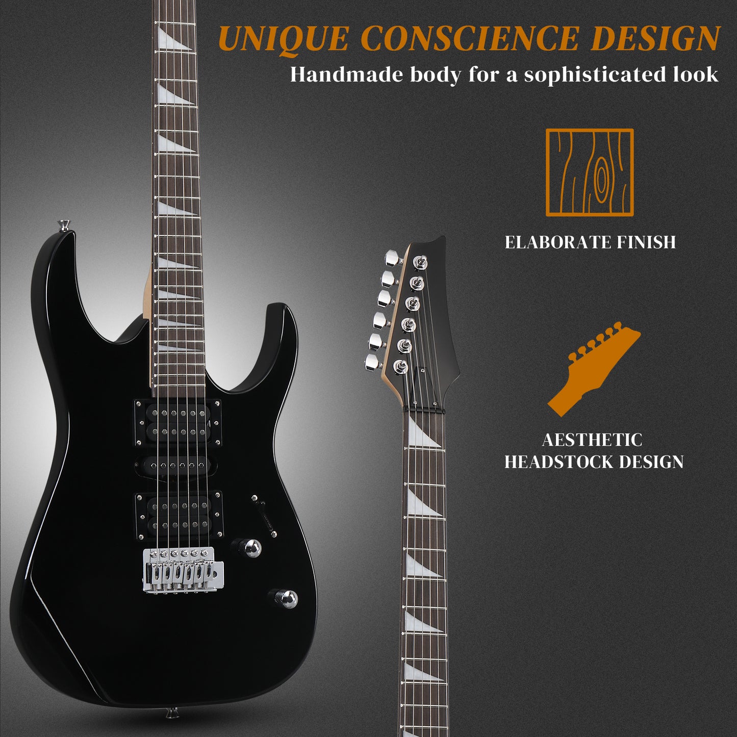 170 Model With 20W Electric Guitar Pickup Hsh Pickup Guitar Stereo Bag Harness  Picks Rocker Connector  Wrench Tool Black