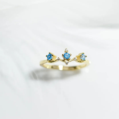 925 Sterling Silver Blue Zircon Crown Finger Ring Simple ins Gold Silver color Wedding Party Accessories Jewelry