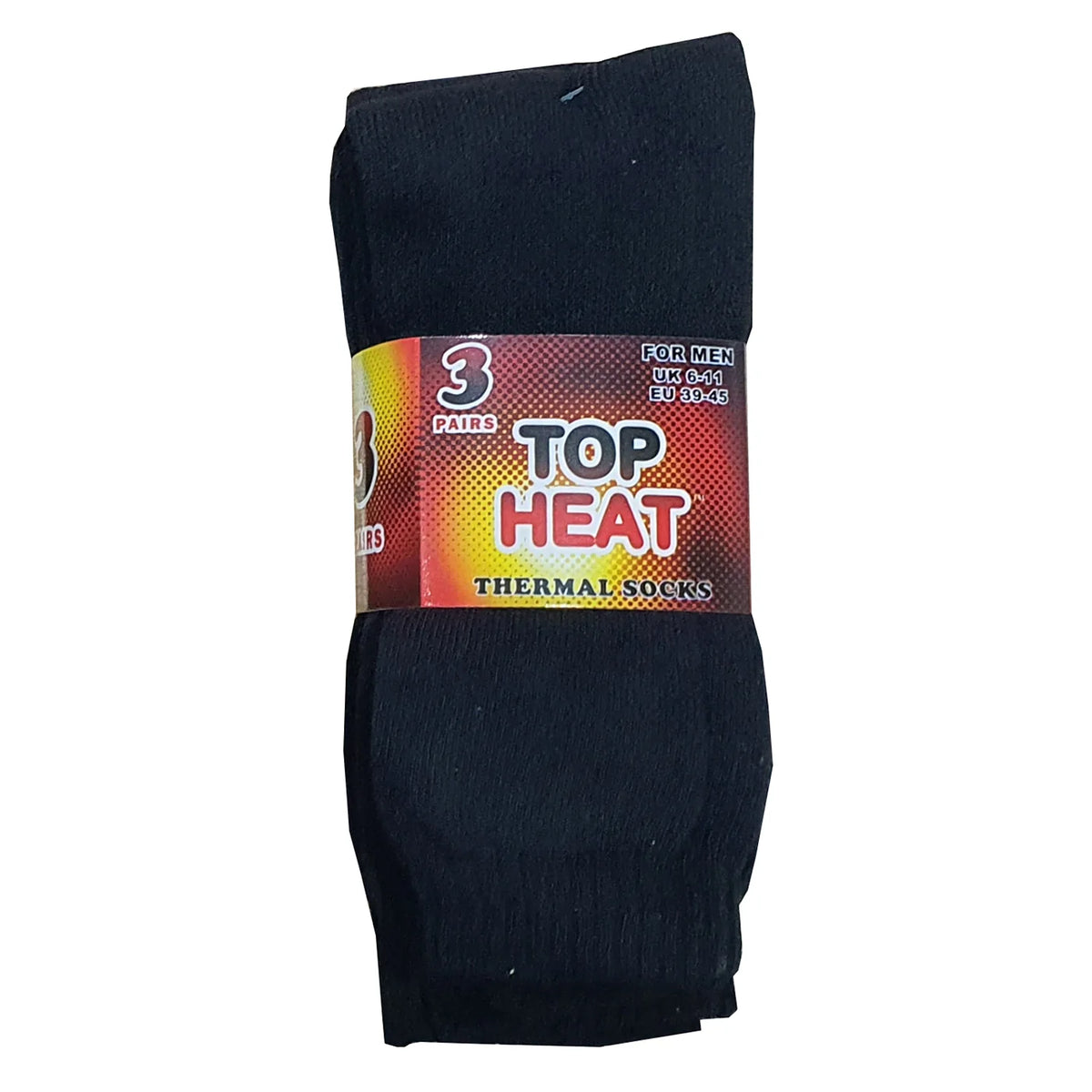 3 Pairs Men’s Thermal Socks UK 6–11 / EU 39–45 – Top Heat Warm Black Winter Socks | Soft Cosy Everyday Work, Walking & Cold Weather Socks