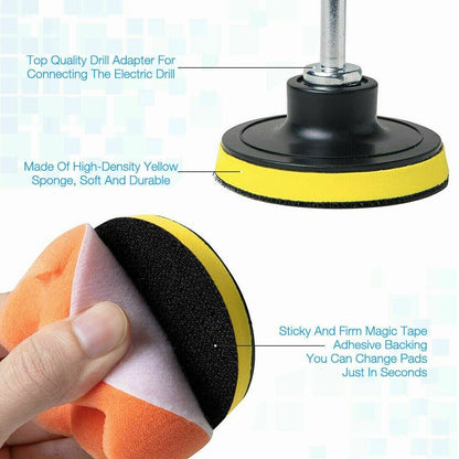 22 Car Polisher Gross Polishing Pads For Drill Sponge Buffer Waxing Buffing Kit