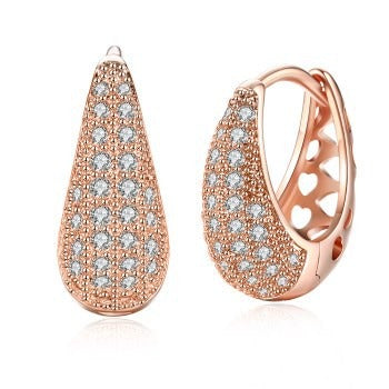 European and American style hollowed out diamond inlaid K gold zircon ear clip accessories
