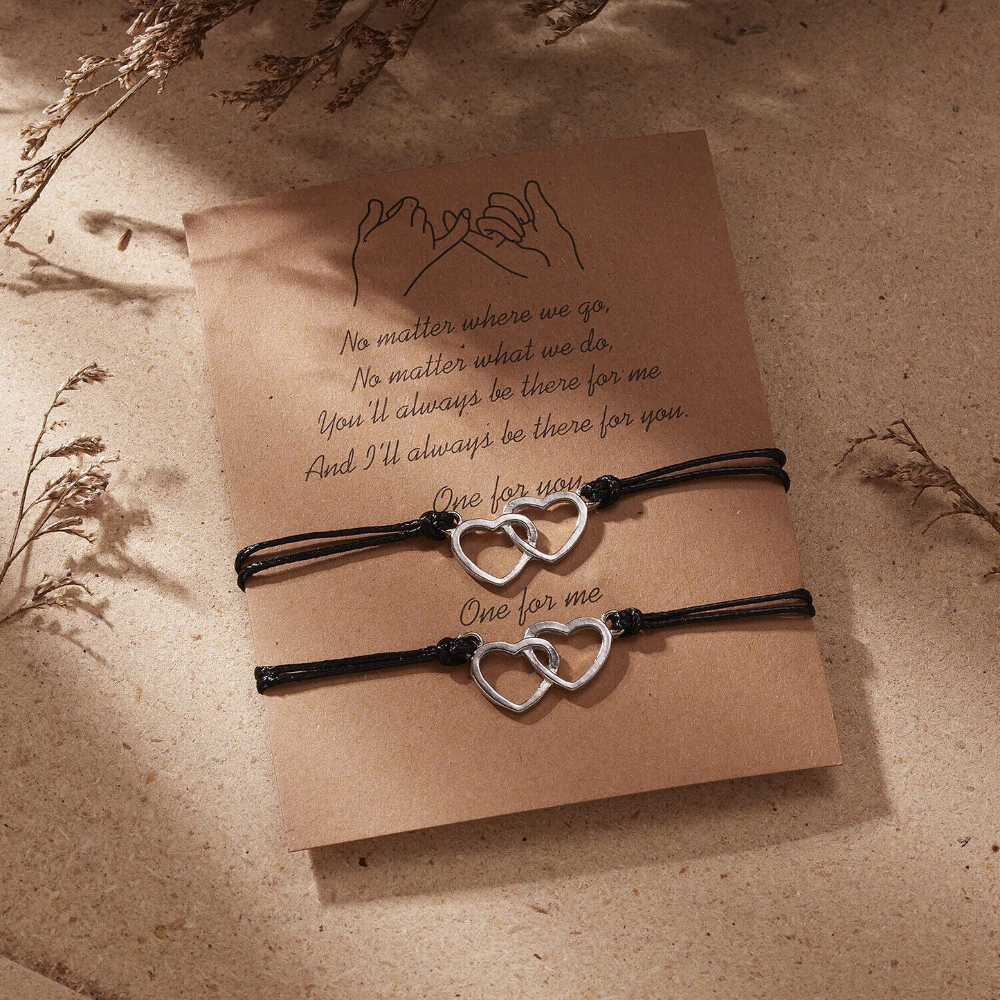 2Pcs Heart Rope Bracelet Friendship Lover Couple Rope Card Jewellery Gifts