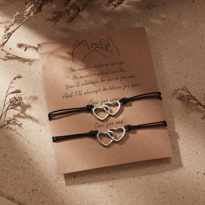 2Pcs Heart Rope Bracelet Friendship Lover Couple Rope Card Jewellery Gifts