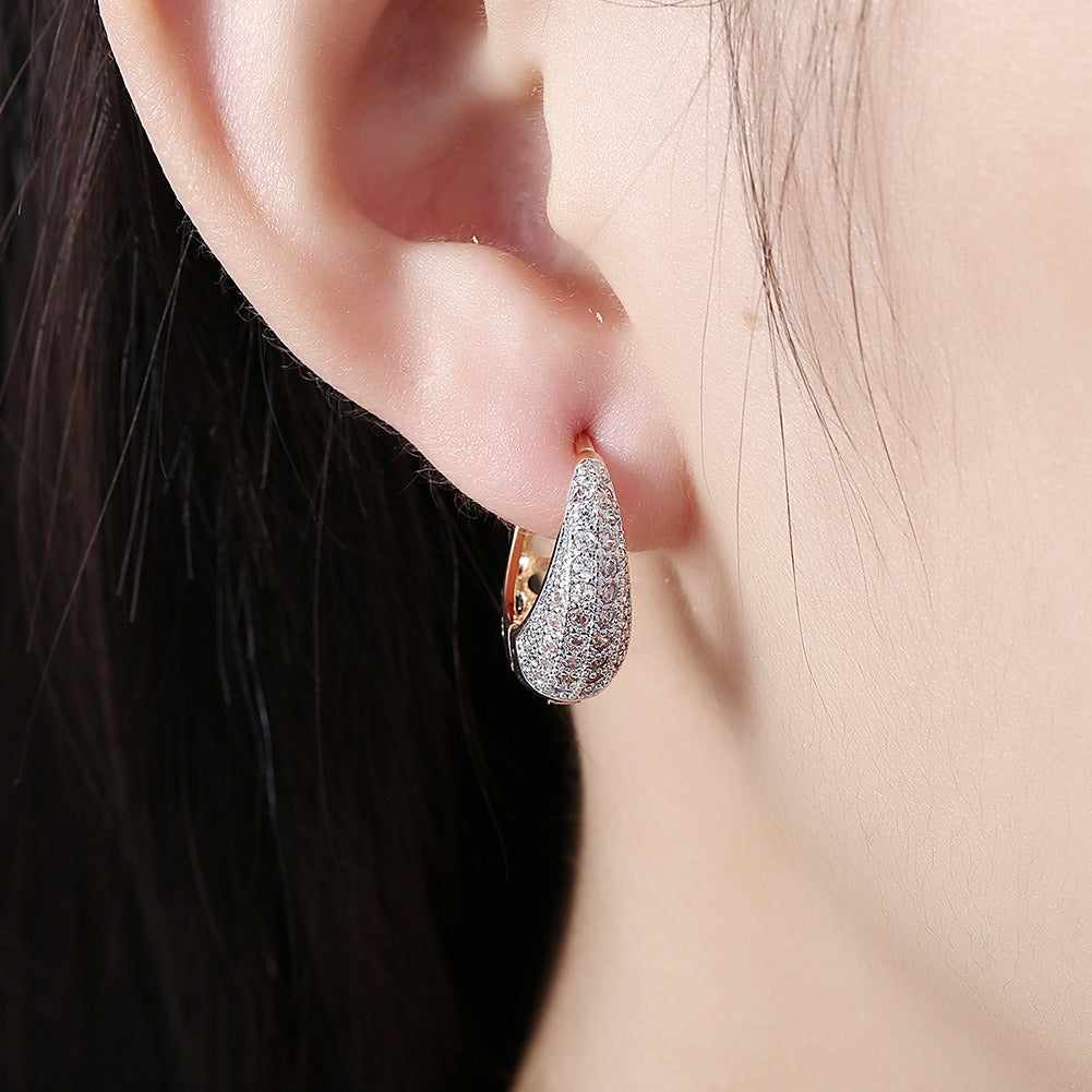 European and American style hollowed out diamond inlaid K gold zircon ear clip accessories