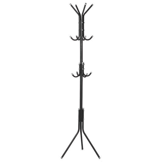 Multi Hook Metal Coat Hat Rack Tree Stand Clothes Bag Hanger Organizer for Home Bedroom (Black)