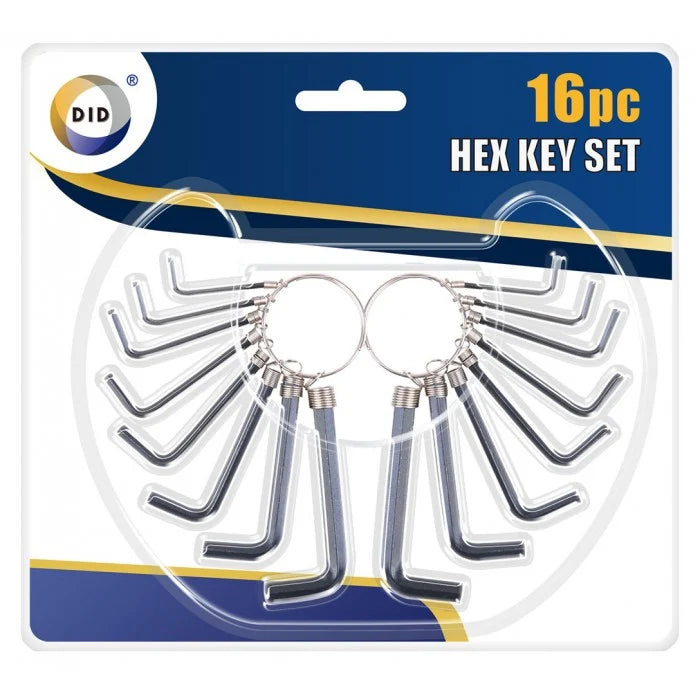 16PC Hex Key Set – Metric & Imperial Allen Keys on Storage Rings | Assorted L-Shaped Hex Wrench Set for Furniture, Bikes, Machinery, Automotive & DIY