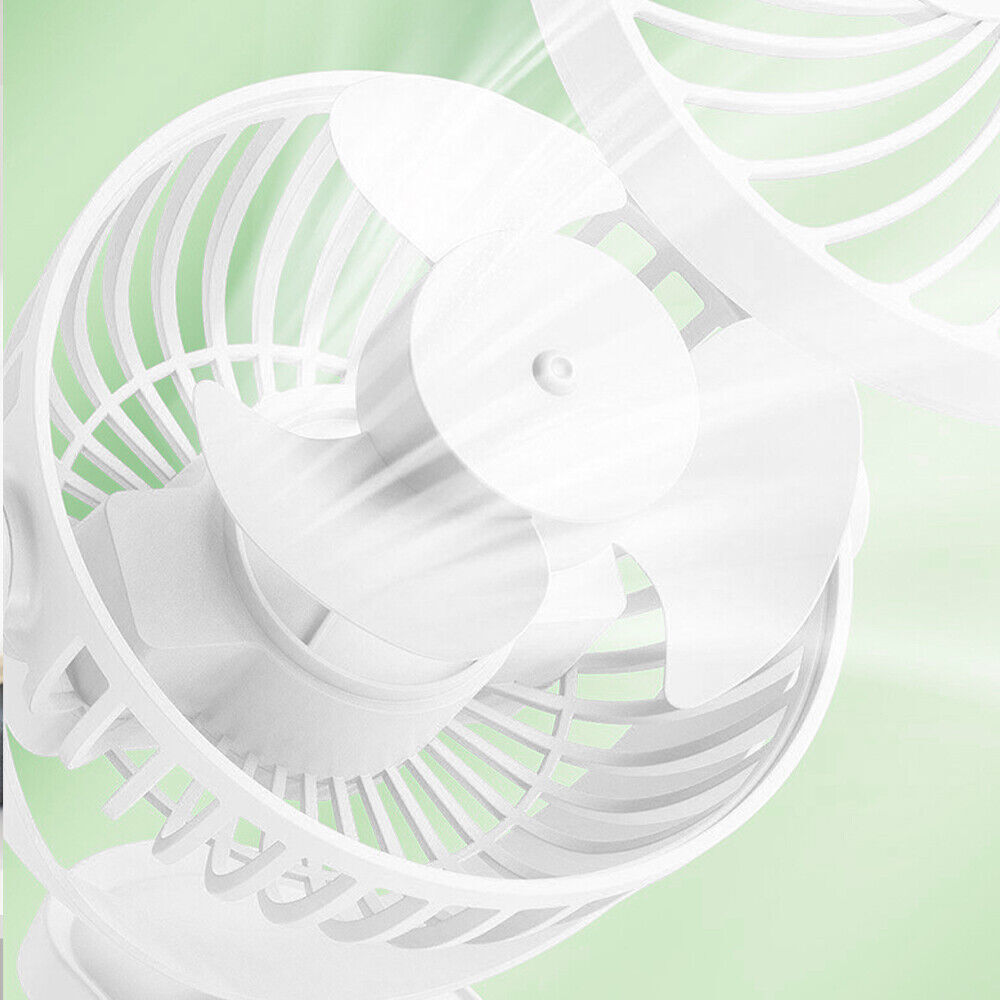 3 Speeds Mini Cooling Fan USB Rechargeable Clip On Desk Baby Stroller Portable