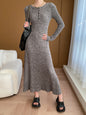 French shoulder pad slimming knitted dress