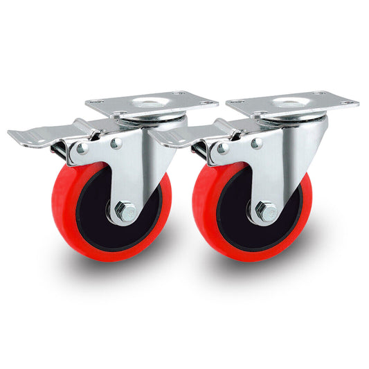 2PCS Double Bearing 700KG Rubber Swivel Brake Castor Wheel Trolley Caster