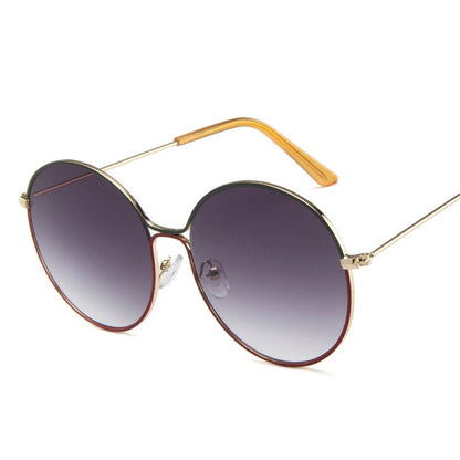 Alloy Round Large Frame Sunglasses Women Vintage Metal Glasses Women Gradient Lens Luxury Sun Glasses Men Oculos