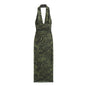Silk screen printed neck hanging and backless sexy dress