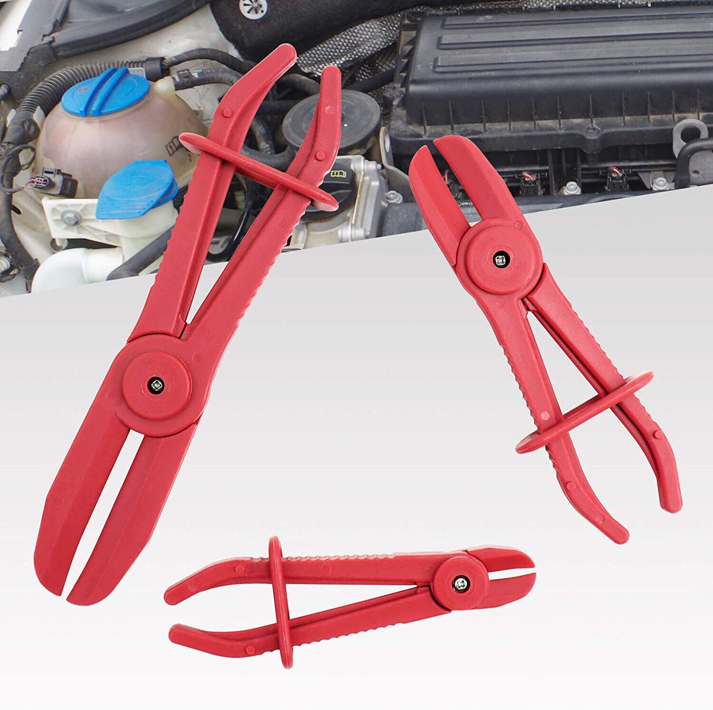 3X Hose Pinch Clamp Red Brake Fuel Water Line Plier Set Garage Hand Tool Kit
