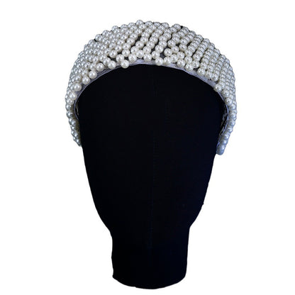 White Pearl Bride Headwear Handmade Beaded Hair Hoops, Hair Clips, Hair Accessories