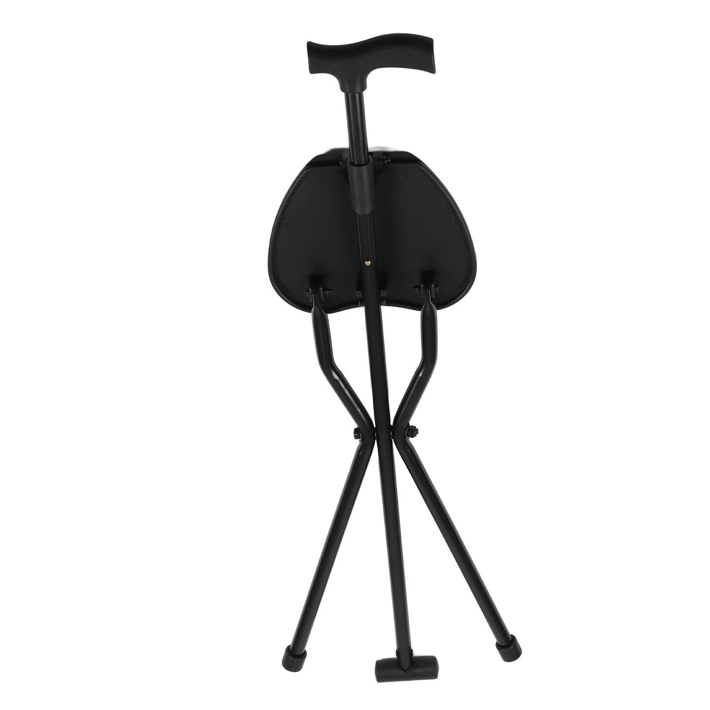 Foldable Crutch With Seat 3 Legs Handle Cane Walking Stick Unisex For Elderly