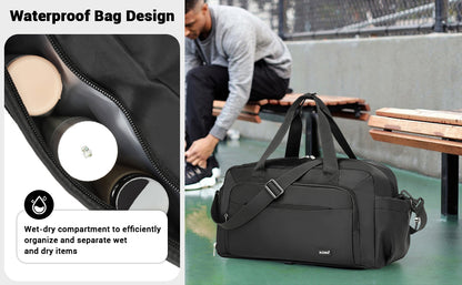 Kono Sports Duffle Bag with Shoes Compartment and Shoulder Strap Waterproof Gym Bag for Men and Women