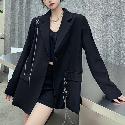 Design-sense small-sized women's suit tops design-sense chain cardigan jackets