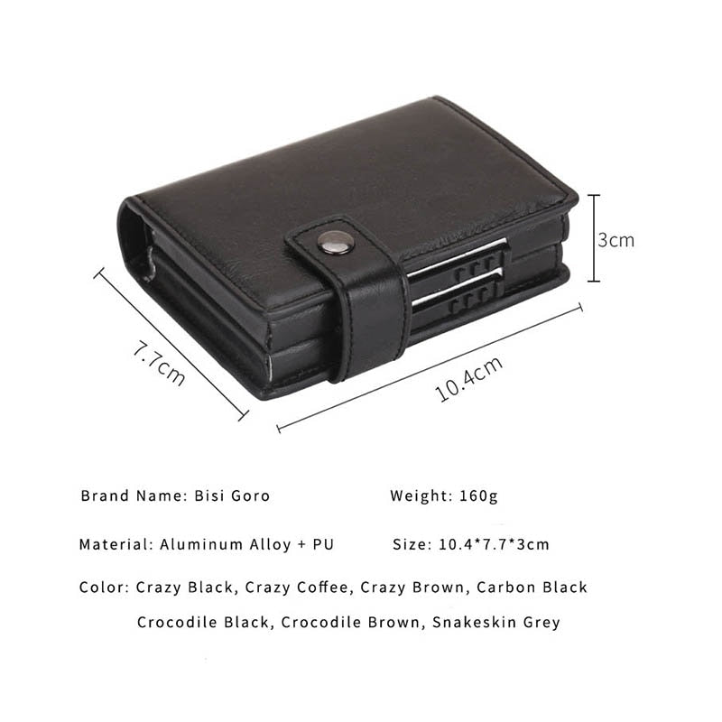 Credit Card Holder Men and Women Aluminum Alloy Card Case PU Leather Fashion Card Wallets ID Card Holder Purse