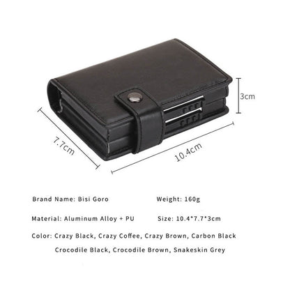 Credit Card Holder Men and Women Aluminum Alloy Card Case PU Leather Fashion Card Wallets ID Card Holder Purse