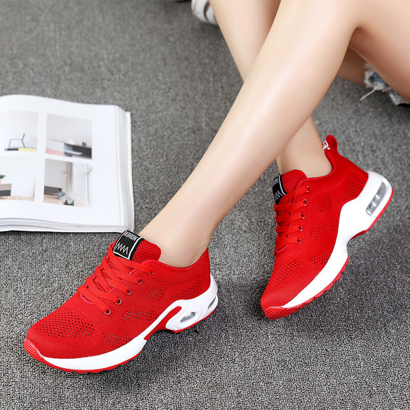 Flyknit sports and casual shoes with breathable soft sole and air cushion trendy student women's shoes