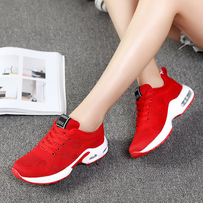 Flyknit sports and casual shoes with breathable soft sole and air cushion trendy student women's shoes