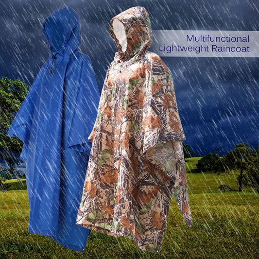 Multifunctional Lightweight Raincoat with Hood Hiking Cycle Rain Cover Poncho Rain Coat Outdoor Camping Tent Mat