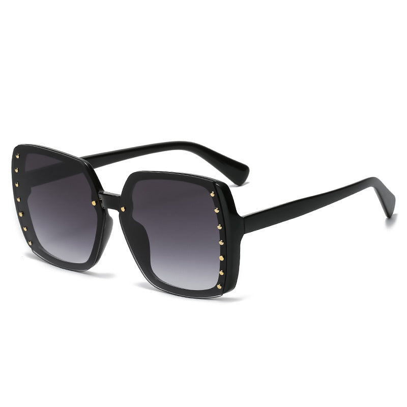 New Large Square Sunglasses Women Rivet Sunglasses Men Ins Style  Street Shooting Glasses