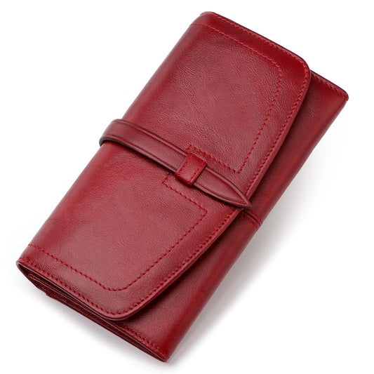 New Ladies Leather Wallet RFID Long Zipper Retro Women's Wallet Large Capacity Women's Bag