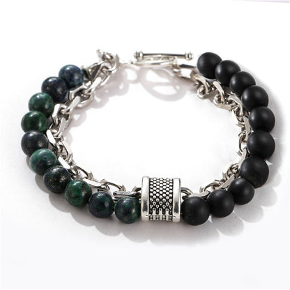 Fashion Punk Style Frosted Stone Chain Combination Geometric Men's Bracelet Bracelet Accessories