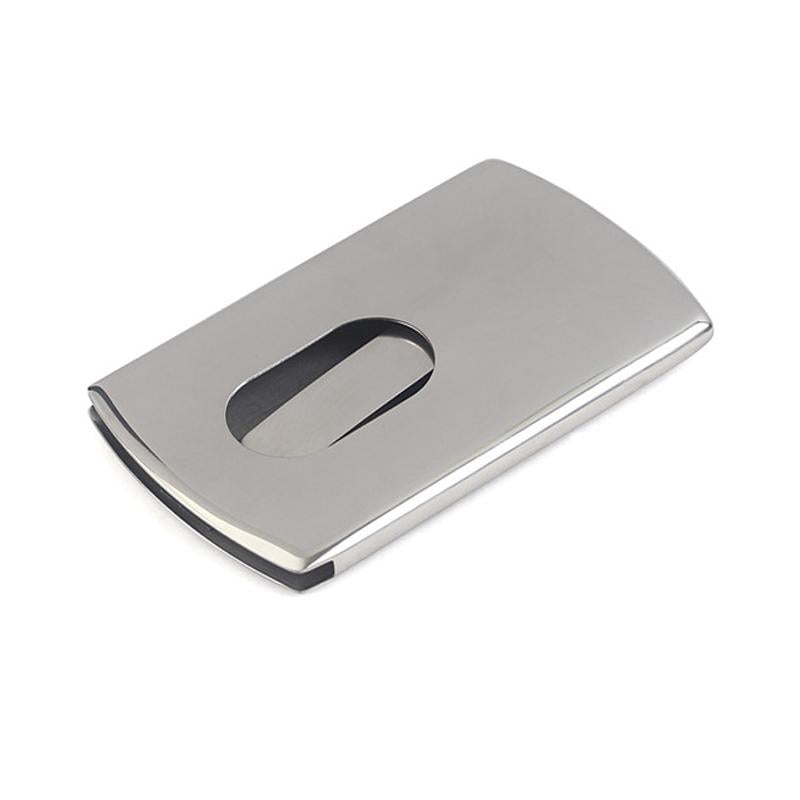 Portable Hand-push type Stainless Steel Business card holder wallet card case for men