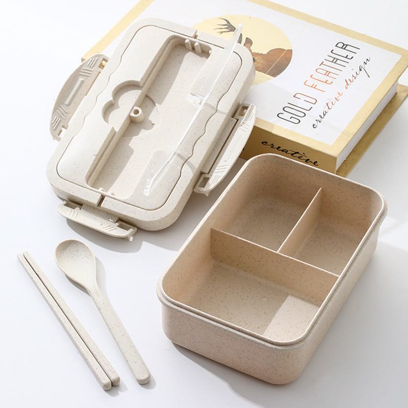 Portable lunch box for office workers students sealed microwaveable compartmentalized lunch box