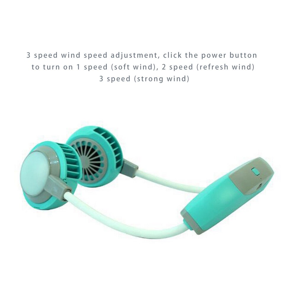 Portable Lazy Sports Halter Fan 2 Fans Mini Hanging Neck Fan USB Rechargeable Cover Halter Sports Aromatherapy Fan