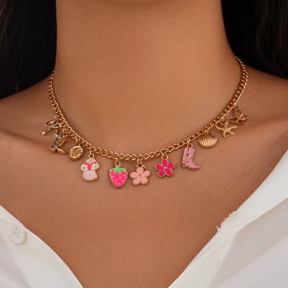 Ocean style fish tail imitation pearl tassel necklace necklaces beach starfish shell pendant accessories