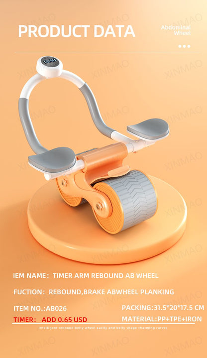 New Design Indoor Home Exercise Flat Elbow Supporter 2 Wheel Ab Trainer Automatic Rebound Abdominal Wheel Roller