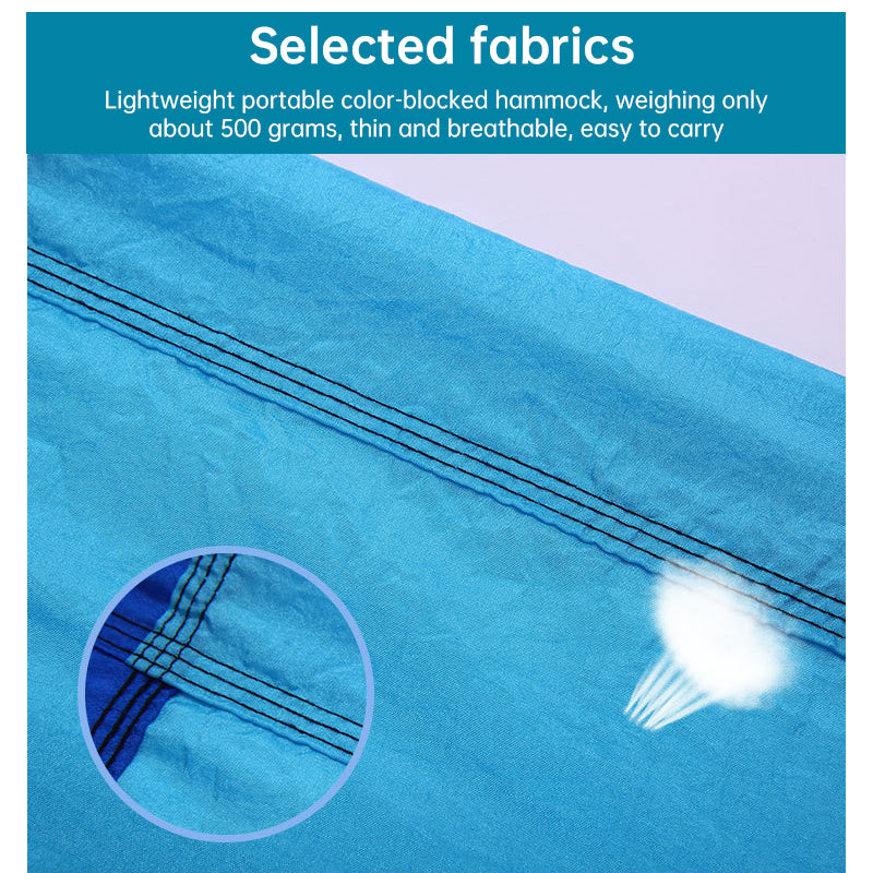 Light double nylon camping hammock with straps. Great for trips, beach, yard & garden.