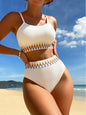 Split bikini swimsuit for women high waisted tight fitting sexy solid color women's swimsuit