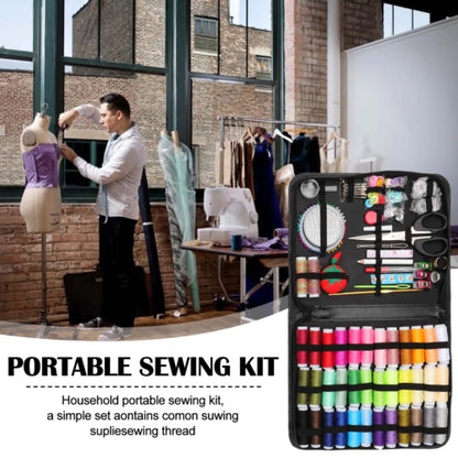 201X Large Portable Sewing Kit Home Travel Case Needles Thread Scissors Set Box