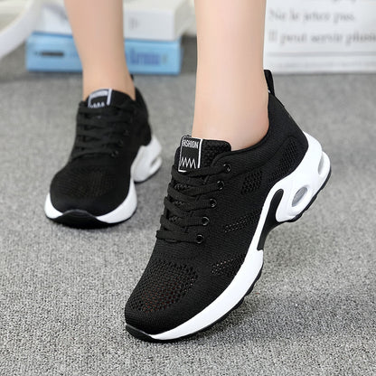 Flyknit sports and casual shoes with breathable soft sole and air cushion trendy student women's shoes