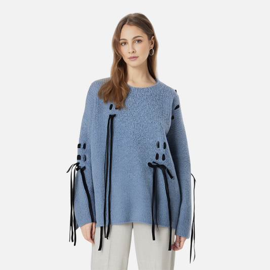 Sweet cool lazy round neck sweater knitted sweater loose temperament slimming